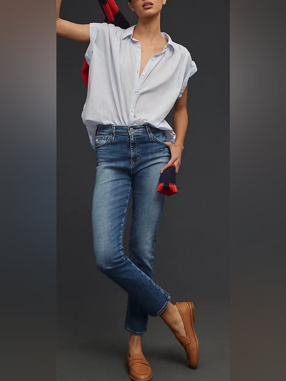 Ag Adriano Goldschmied "The Stevie" Slim Straight-Leg Blue Jeans